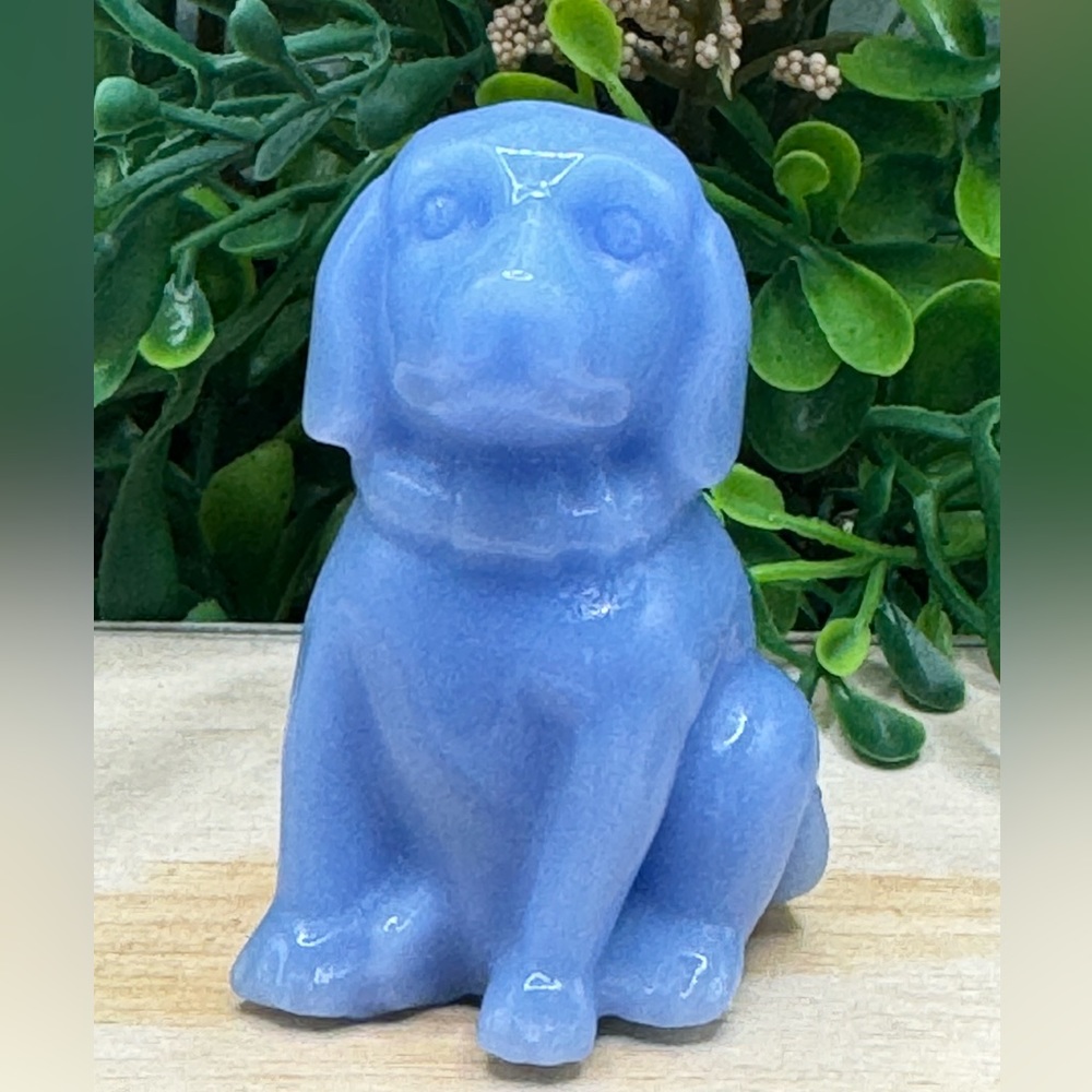 Blue Aventurine Crystal Dog Carving